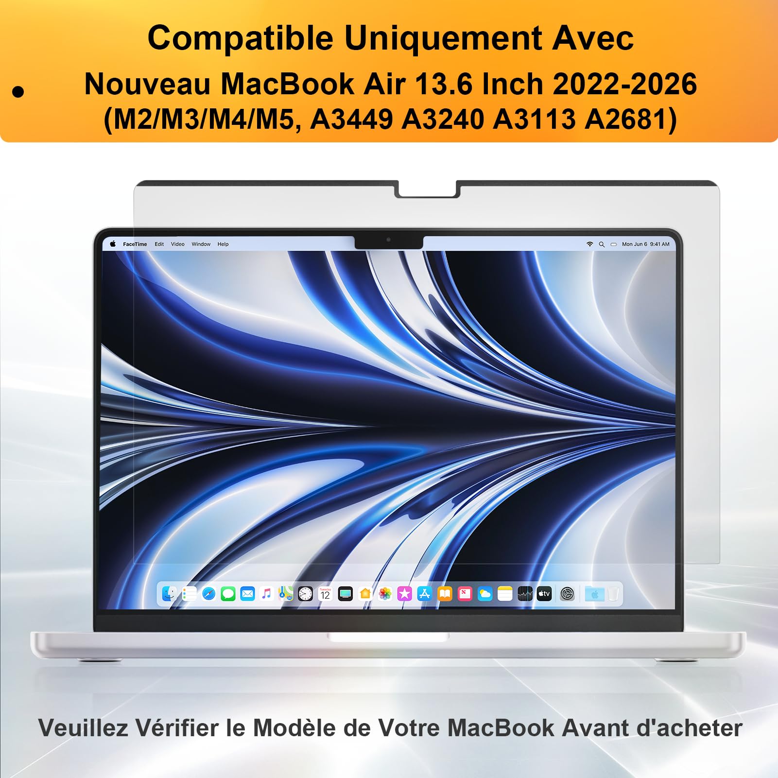 Magnético Filtro de Privacidad Compatible con MacBook Air 13.6 Pulgadas(2026,M5)(2025,M4)(2024,M3) (2022, M2), Filtros de Pantalla para MacBook Air M5, Privacy de Protector Pantalla para MacBook 13.6
