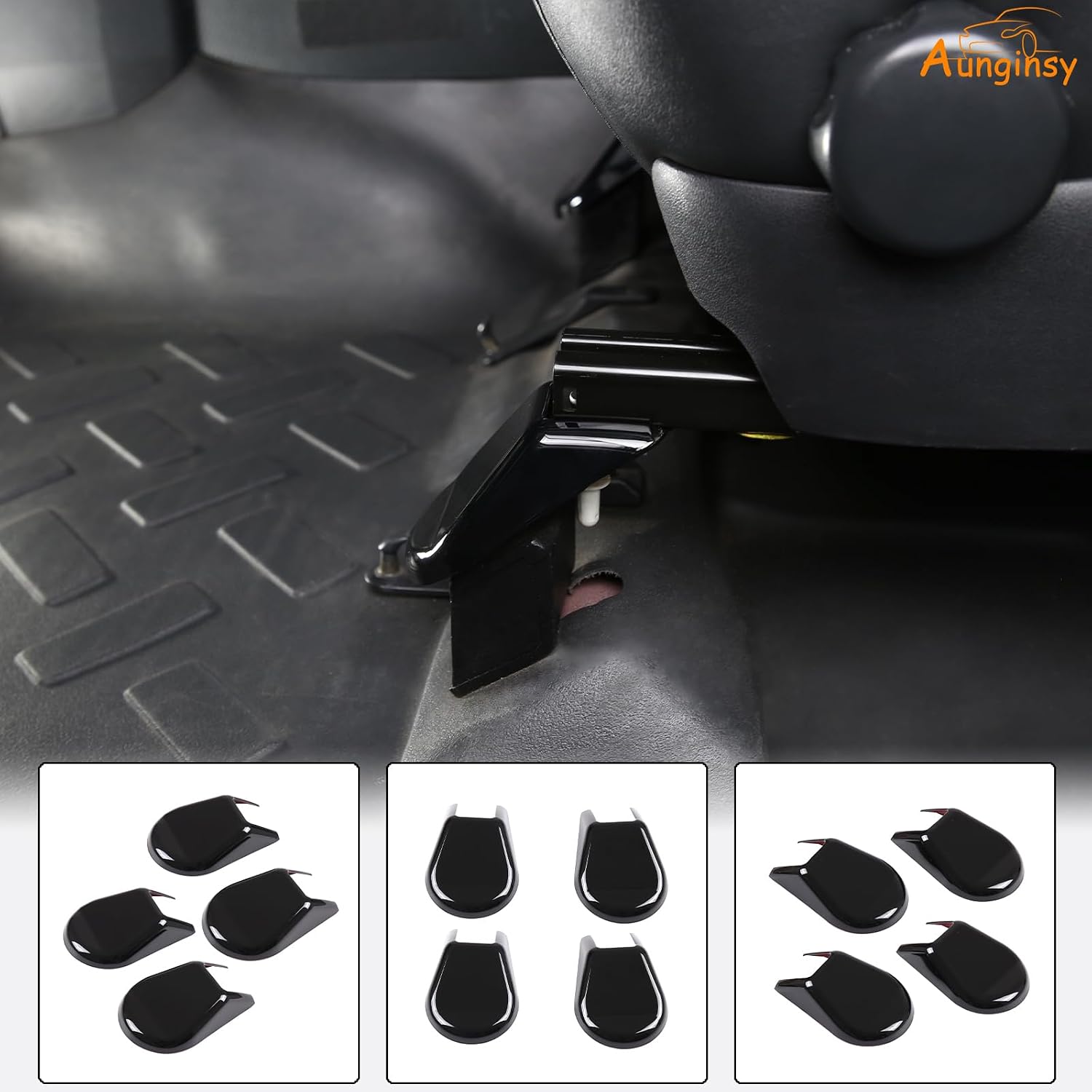 Aunginsy Car Front Seat Bracket Fixing Bolts Cover Compatible with Toyota FJ Cruiser 2007-2024 Car Anti-dust Front Seat Foot Base Bracket Screw Cap Trims Cover Accessories