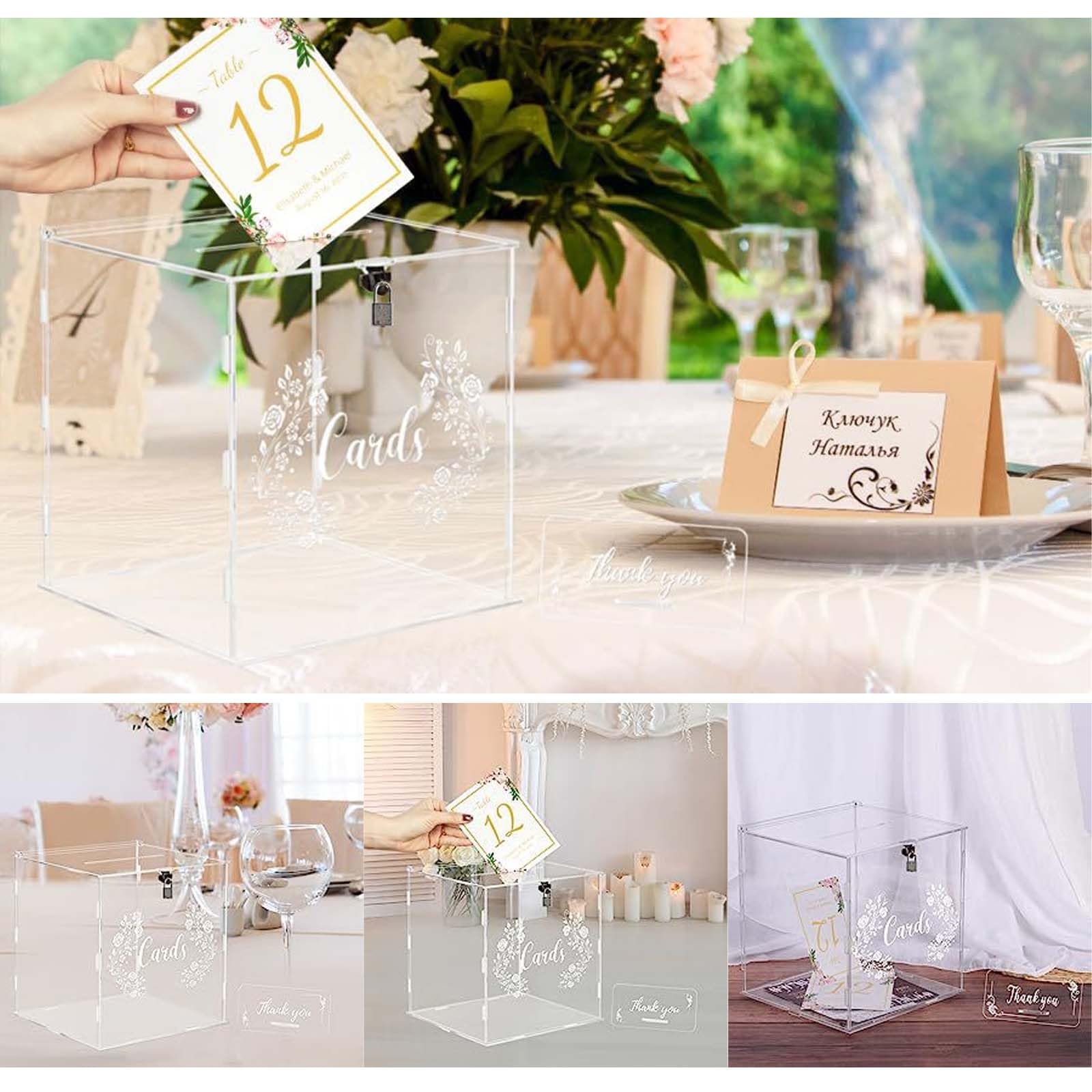 Boîte à Cartes De Mariage Benjia - Acrylique Transparent Avec Serrure - 28x22x23cm - Pour Réception, Anniversaire