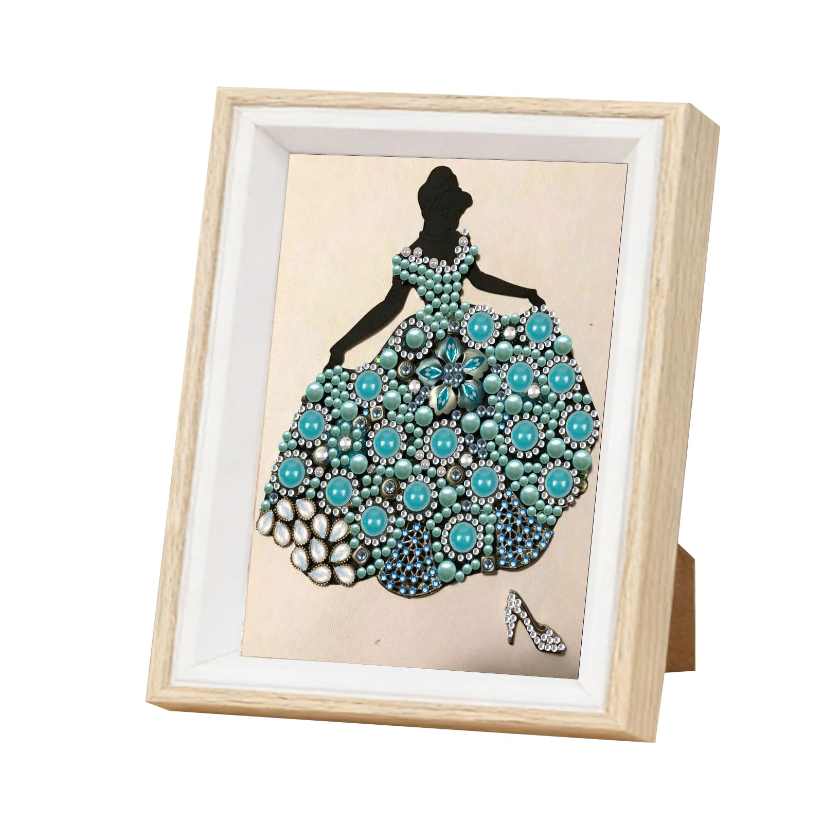 Princess Gown 5D Partial Drill Diamond Art Kit, Special Shaped Gem Art Paintings with Wooden Frame for Wall Decor, DIY Crafts for Adults Beginners 17x22cm