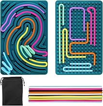 Sensory Activity Board Silicone Fidget Toys for Calming Anxiety Stress ADHD Autism Early Development New Year Fine Motor Skill Board Portable Bag 20 Strings for Plane Silent Travel Fidgets Green