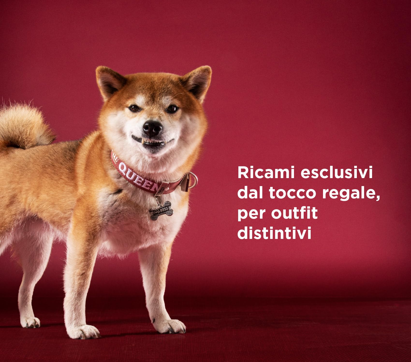 MyFamily Guinzaglio per Cane in Fibra Sintetica Ricamata Made in Italy, Edizione Limitata, Finiture Metalliche in Argento Antico, Pratico e Confortevole, Fatto a Mano, Collezione Royal