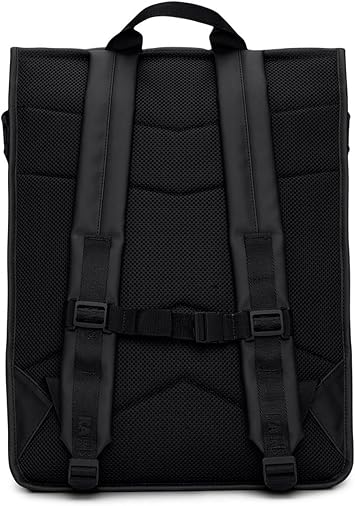 RAINS Trail Rolltop Waterproof Backpack Black Rolltop Urban Daypack Water Resistant Water Repellent Minimalist Design for Men & Women