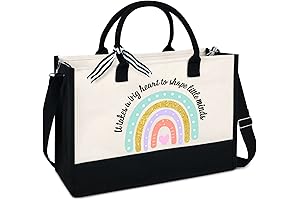 13oz Canvas Preschool Teacher Tote Bag With Zipper: Ideal for School Supplies