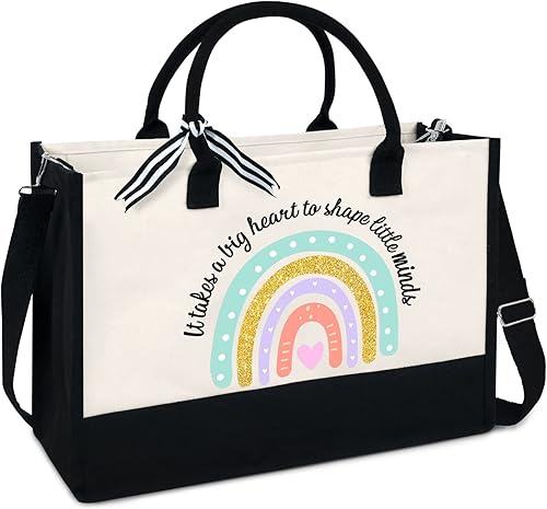 Regalos de agradecimiento para profesores, regalos del día del profesor, bolsa de mano para profesores, bolsa de lona de 13 onzas con cremallera..