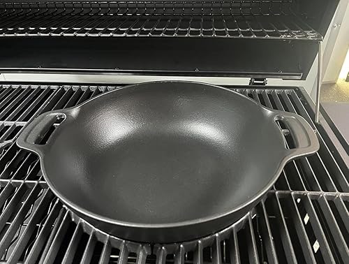 Miniatura 8 de Sistema de barbacoa gourmet 7425 Wok para sistema de barbacoa Weber Gourmet, rejillas de cocina, hierro fundido, negro, resistente, compatible con