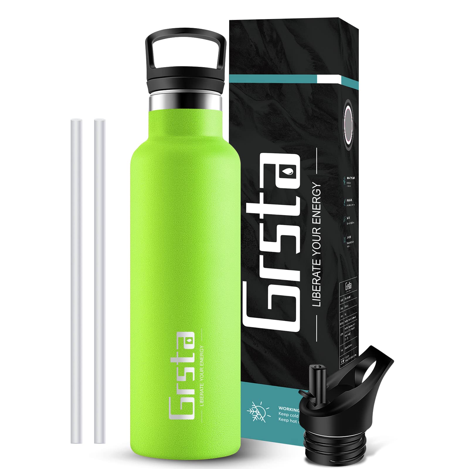 Gourde INOX, Bouteille d'eau Acier Inoxydable avec Paille et Filtre, Gourdes 350/500/750/1000ml, Bouteille Isotherme Anti Fuite Reutilisable sans BPA pour Enfant, Adulte, Sport, École, Camping