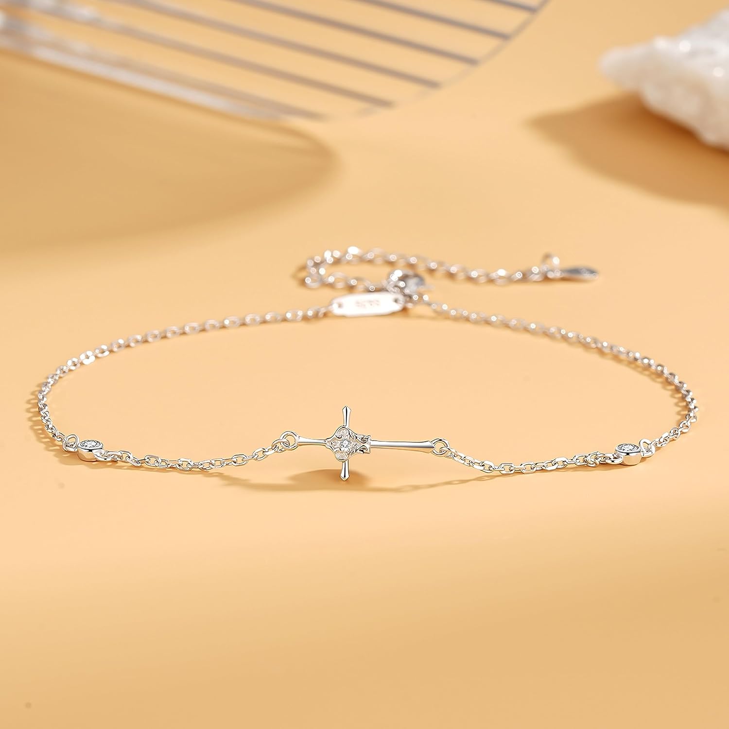 ZOEXUE S925 Sterling Silver Infinity Cross Anklet/Starfish/Rose/Heart/Stethoscope Adjustable Plus Size Beach Anklets Jewelry Gift for Women