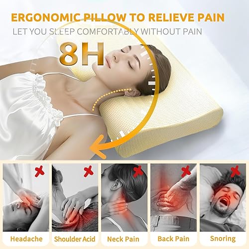 Miniatura 3 de Almohada ergonómica de espuma viscoelástica cervical para aliviar el dolor de cuello, almohada de contorno ajustable para personas que duermen de