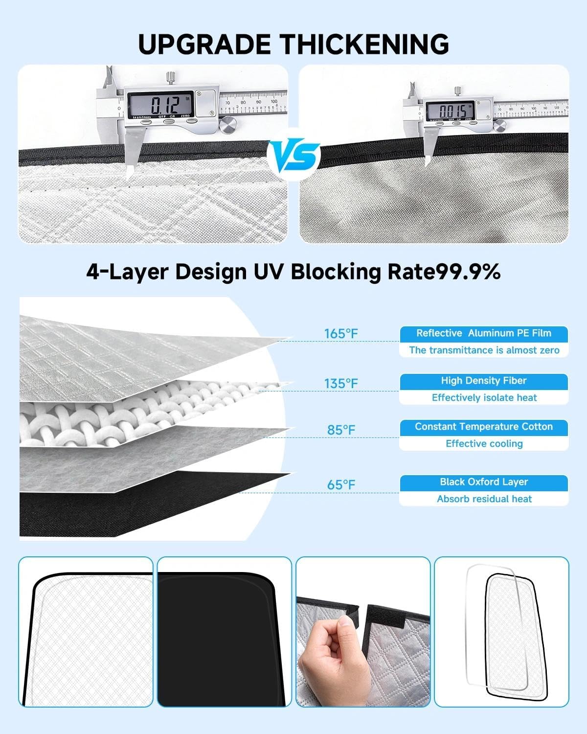 6pcs Windshield Sun Shades for Ford F150 2021-now，Accessories, Reflective Thicken Full Car Window Covers Sunshade for Windshield Side Rear, UV Block and Blackout Privacy for Camping Napping
