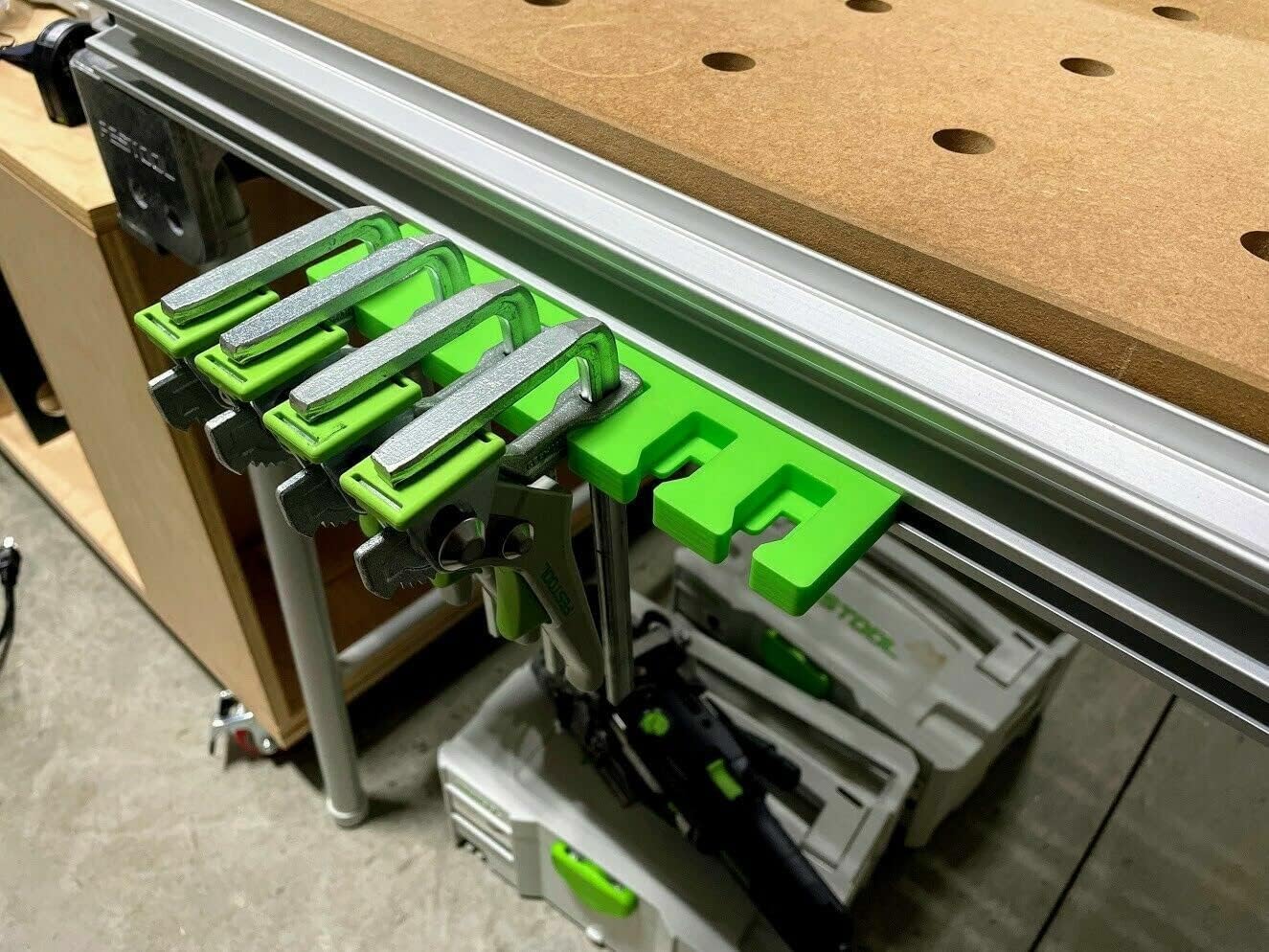 ToolCurve Quick Clamp Rack Compatible with Festool MFT/3 Table Green