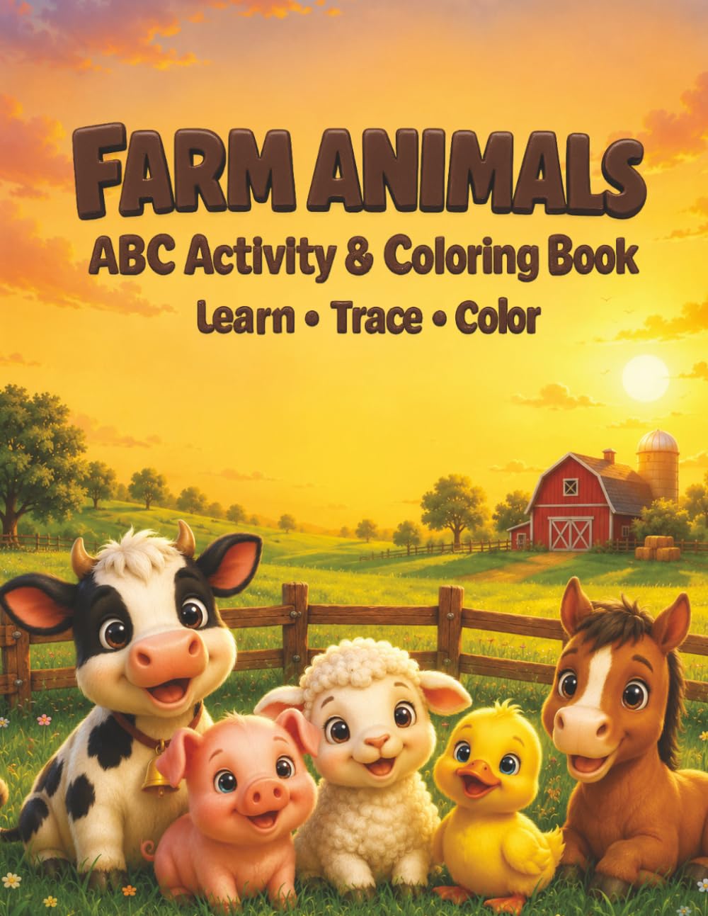 Farm Animals ABC & Activity Coloring Book: Learn-Trace-Color
