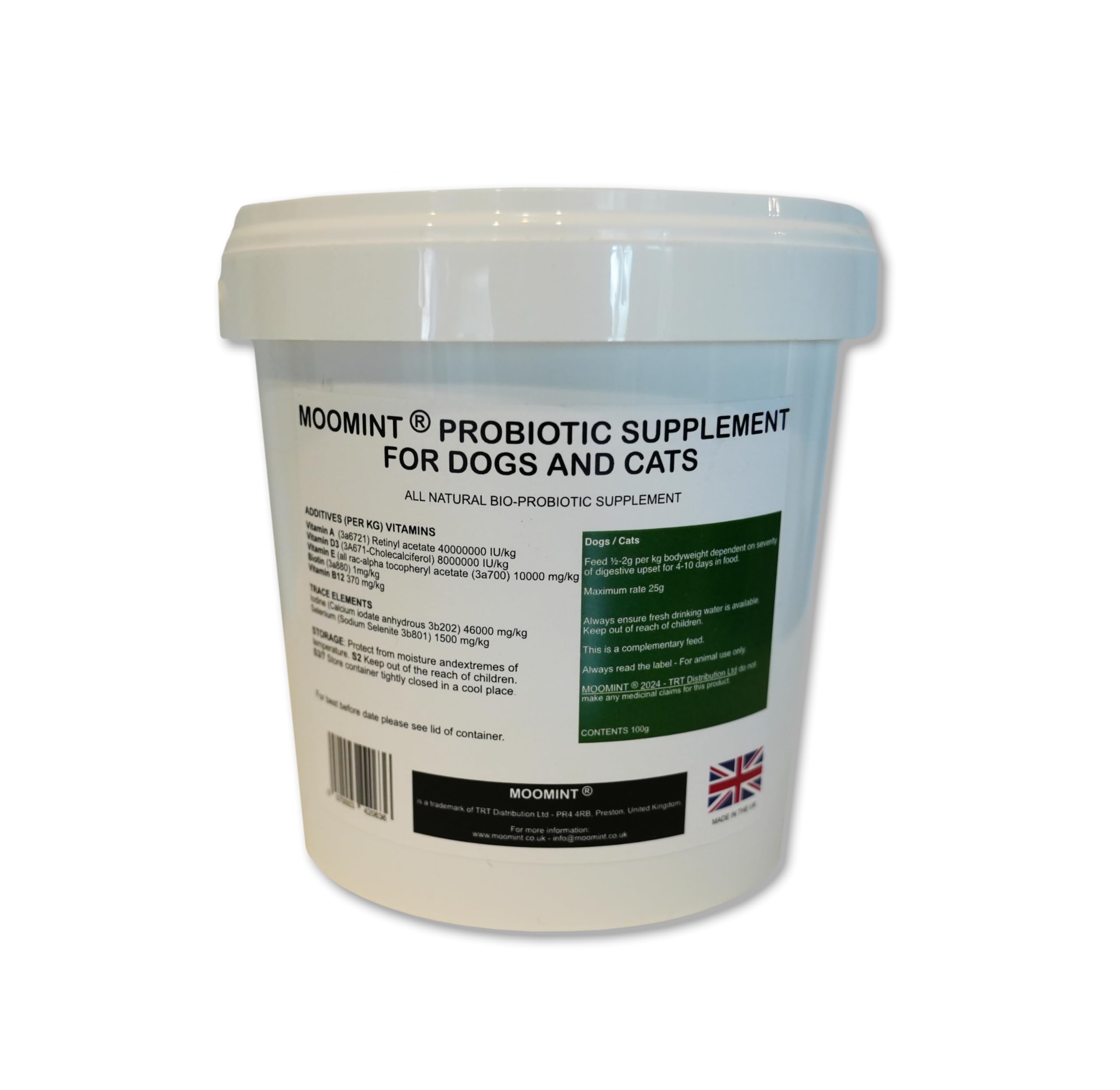 MOOMINT Probiotic for Dogs and Cats - Premium Supplement for Upset Stomach Loss of Appetite & Travel Sickness - 100g - Image 2