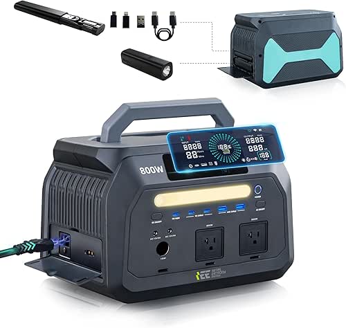 IEETek P800 Portable Power Station,512Wh LiFePO4 Battery,800W(1600W Peak)AC Outlet Power