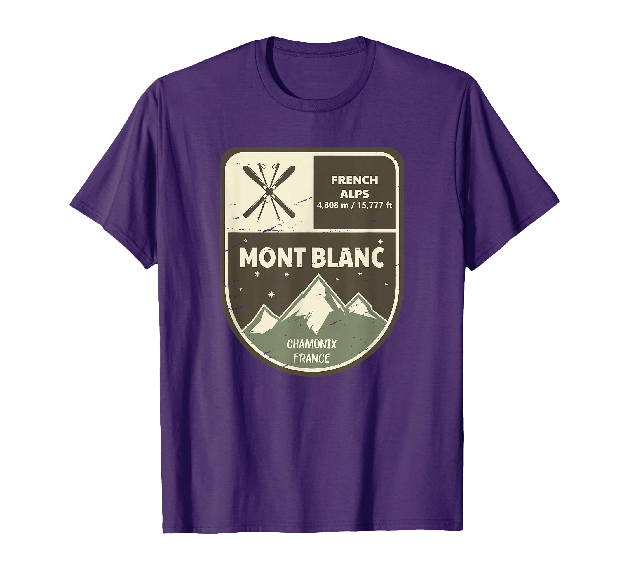 Mont Blanc French Alps Chamonix France Vintage T-Shirt