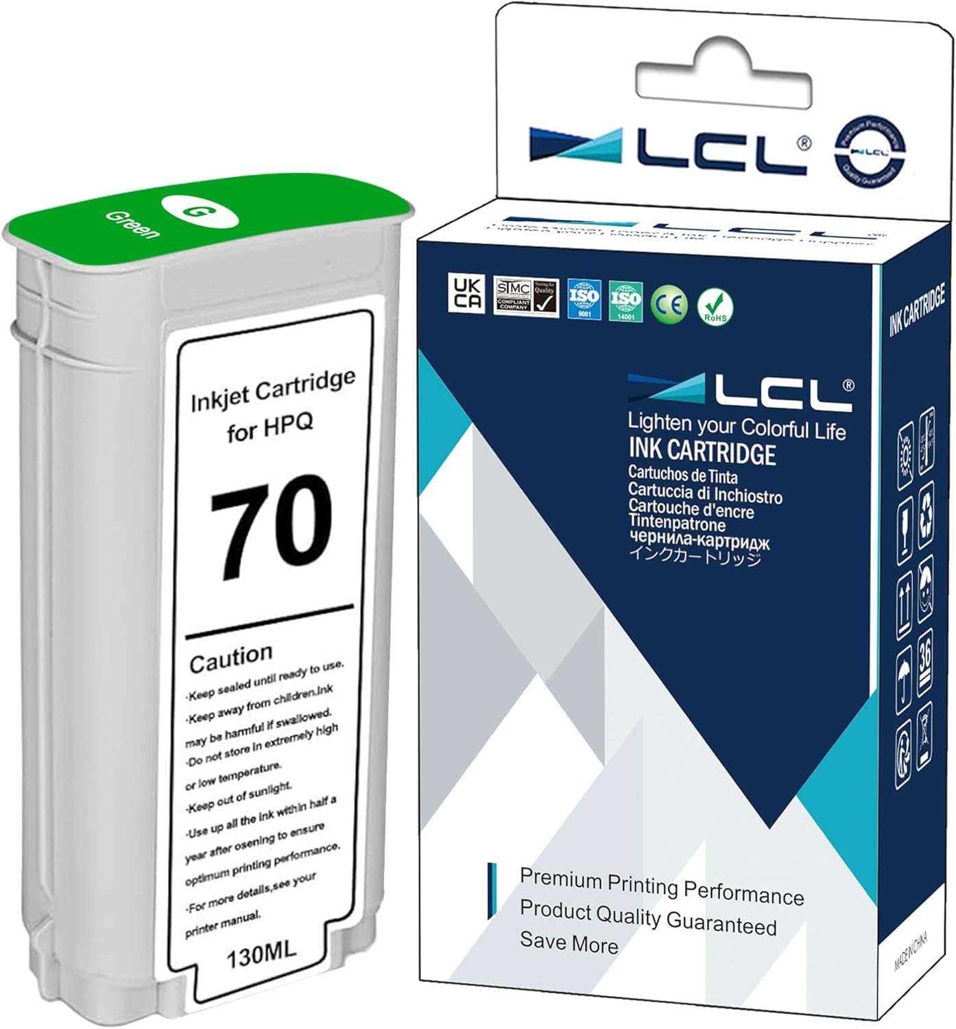 LCL Compatible Ink Cartridge Pigment Replacement for HP 70 C9458A 135ML High Yield for HP Designjet Z2100 Z3100 Z3100PS Z3200 Z3200PS Z5200 Z5400 (1-Pack Blue)