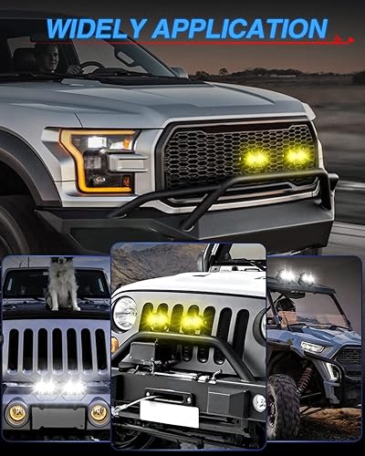 Miniatura 9 de BraveWAY Barra de luz LED amarilla de 7 pulgadas con luces LED todoterreno antiniebla ámbar, barra de luz todoterreno para camión, camioneta, ATV,
