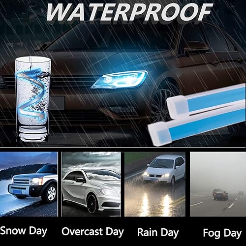 Miniatura 5 de 2 tiras de luces LED para automóvil, tubo de tira de superficie de faros DRL multicolor, luz de circulación diurna para capó exterior, señal de giro