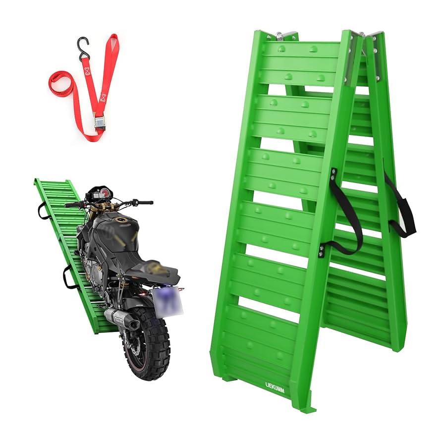 LIEKUMM 2 Pack Motorbike Ramp, 120 X 23 Cm Motorcycle Ramp, 600 Kg Load Capacity Heavy Duty Car Ramps, Ramps For Mobility Scooters, Dirt Bike, Motorcycle, Trailer, ATV, UTV, Garden Tractor, Lawn