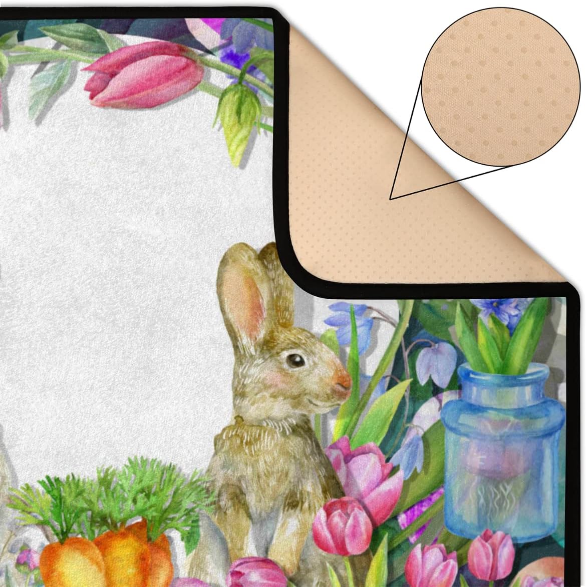 4 x 6 Cartoon Oil Painting Style Easter Bunny Super Soft Area Rug for Kids Baby Nursery, Kids Girls Nursery Rug Cute Home Decor Rug, Room Decor for Baby