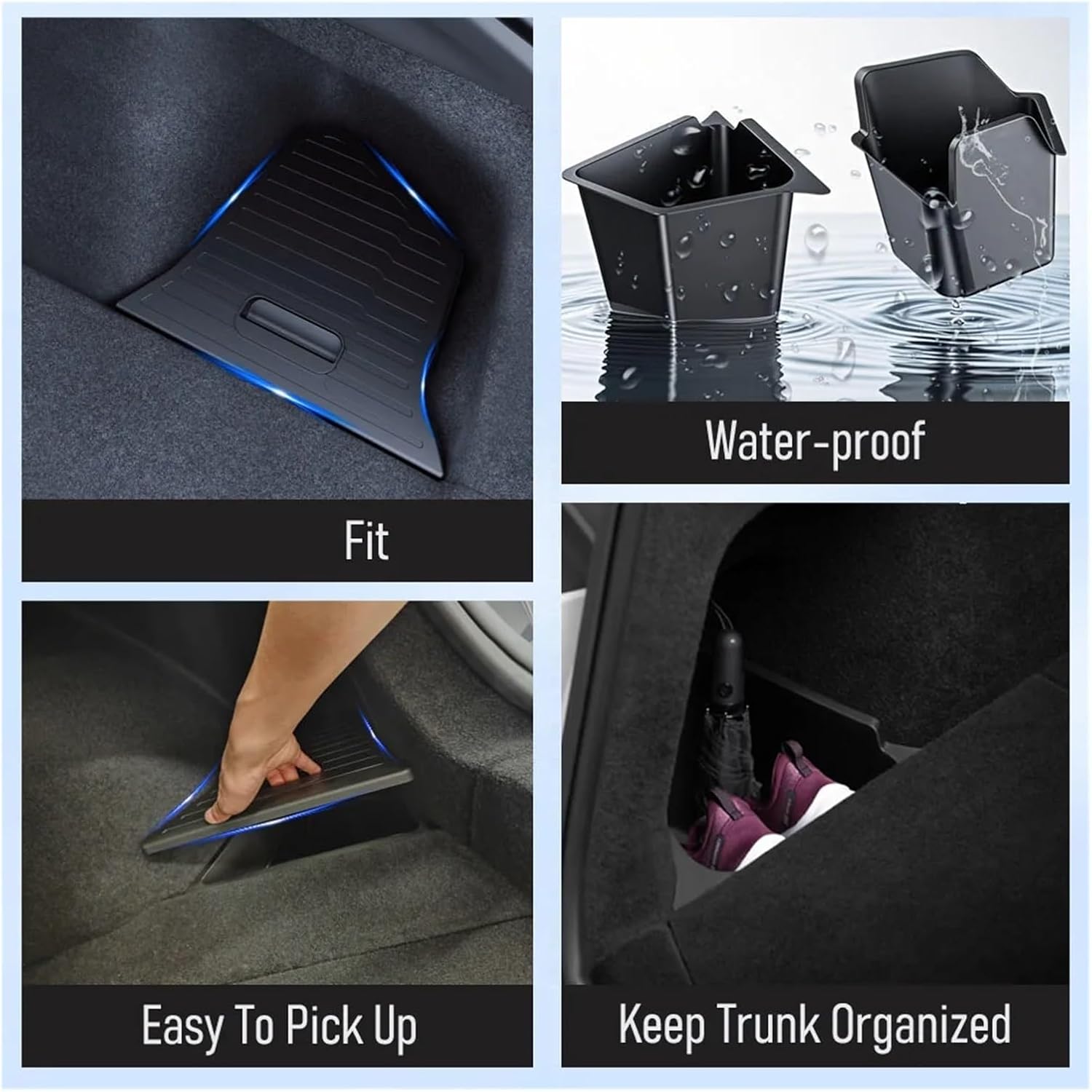 Compatible For Tesla Model Y Juniper Trunk Organizer Side Storage Box Boot Organizer Flocked TPE Mat Anti-dirty 2025 Car Travel Accessories(TYPE 6)