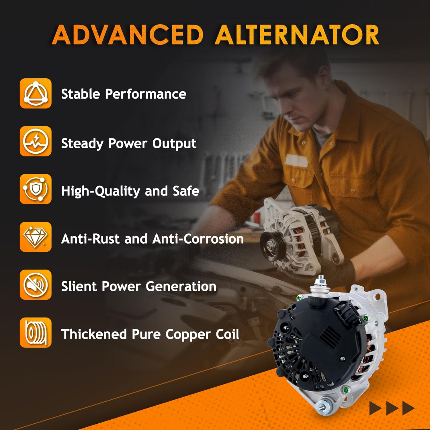 New Alternator Compatible with 3-Pin Nissan 2007-2012 Altima L4 2.5L Sentra, 2011 2012 2013 Rogue, 2013 Nissan Altima Coupe S, 11258N, 12V 110Amp, 23100-JA02A 400-40102 AL2407X AVA0074 TG12C032