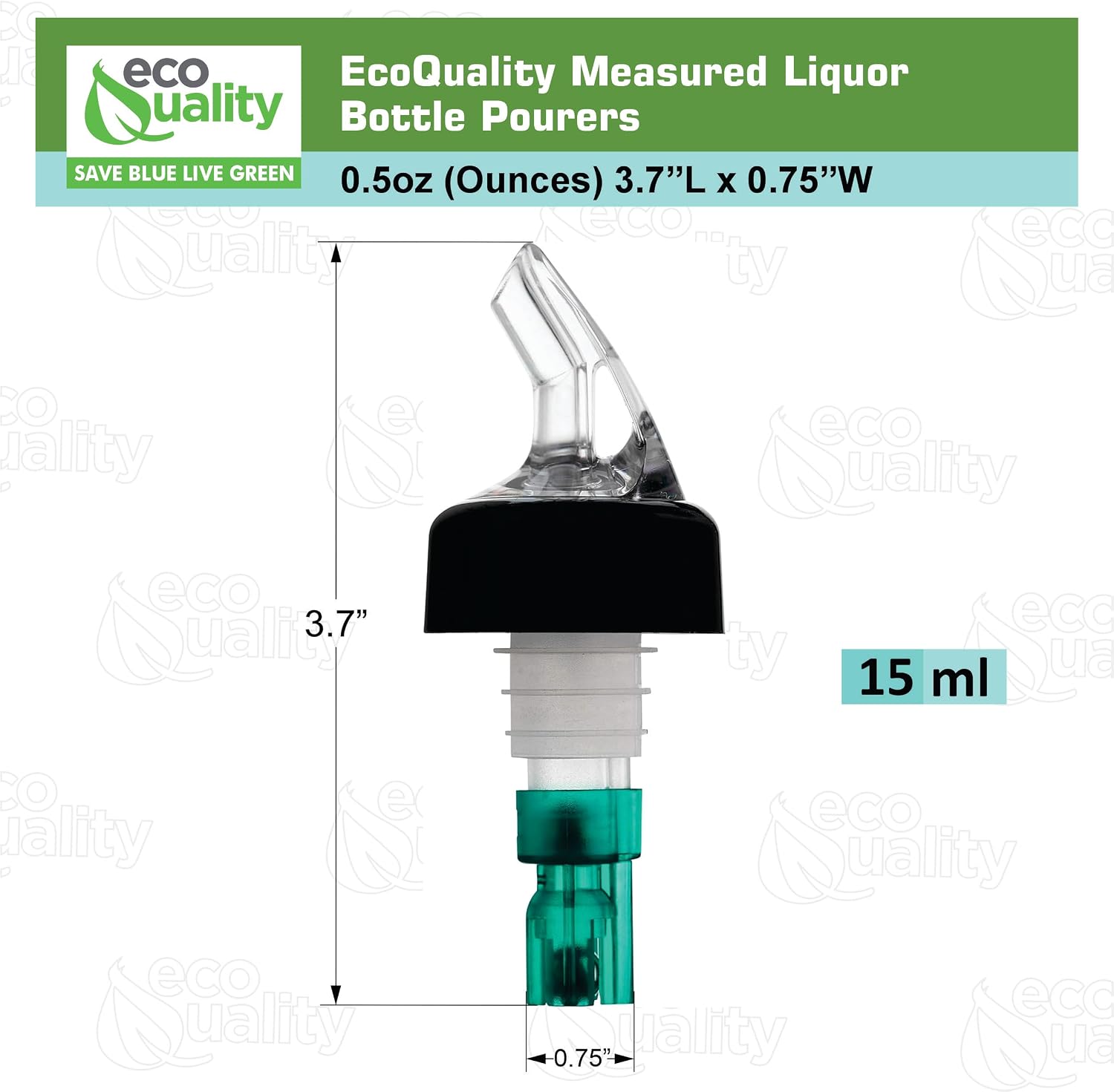 [6 PACK] Measured Liquor Bottle Pourers 0.5 oz (15 mL) - Collared Automatic Measured Bottle Pourer - No Cracks, No Leaks, Bar Spouts, Quick Shot, Spirit, Wine, Bar Cocktail Dispenser