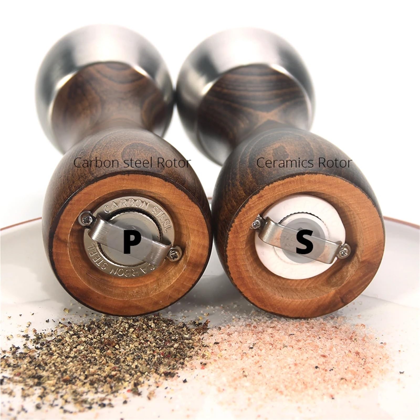 Salz- und Pfeffermühle – Präzisionsrotor aus Kohlenstoffstahl for Pfefferkörner, Meersalz und Pfeffer(6 inch for pepper)