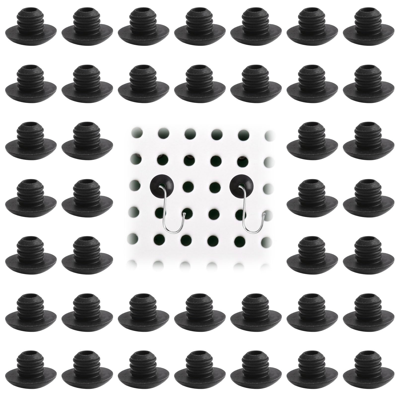 INCREWAYINCREWAY Peg Hook Stoppers Clips Fit for 1/4 Inch Peg Board Push Pin Tool Organizer Peg Locks Round Holes for Hanging Stopping Hooks from Falling Off (Black)