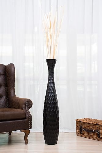 Miniatura 8 de Leewadee - Jarrón alto para decoración del hogar, madera de mango 2-Negro,Negro,Marrón, marrón claro,Dorado,Negro,