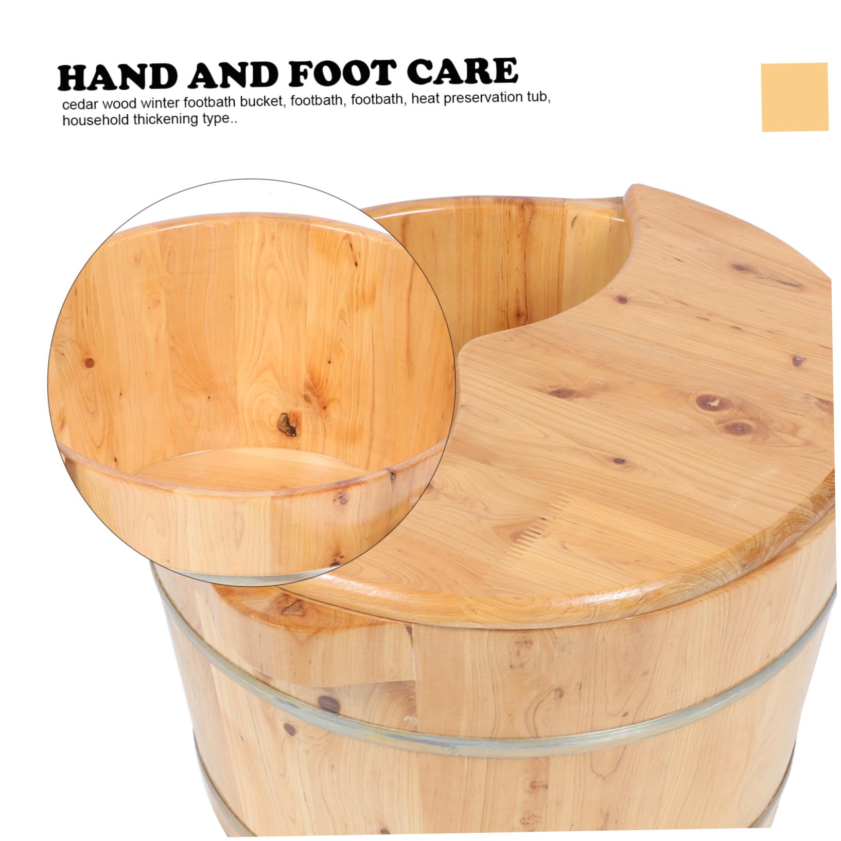 Vasca per Pediluvio in Legno Coperchio e Perle Massaggianti, Secchio per Ammollo Piedi Resistente Alte Temperature, Barile per Lavaggio Piedi Domestico Relax e Benessere Famiglia
