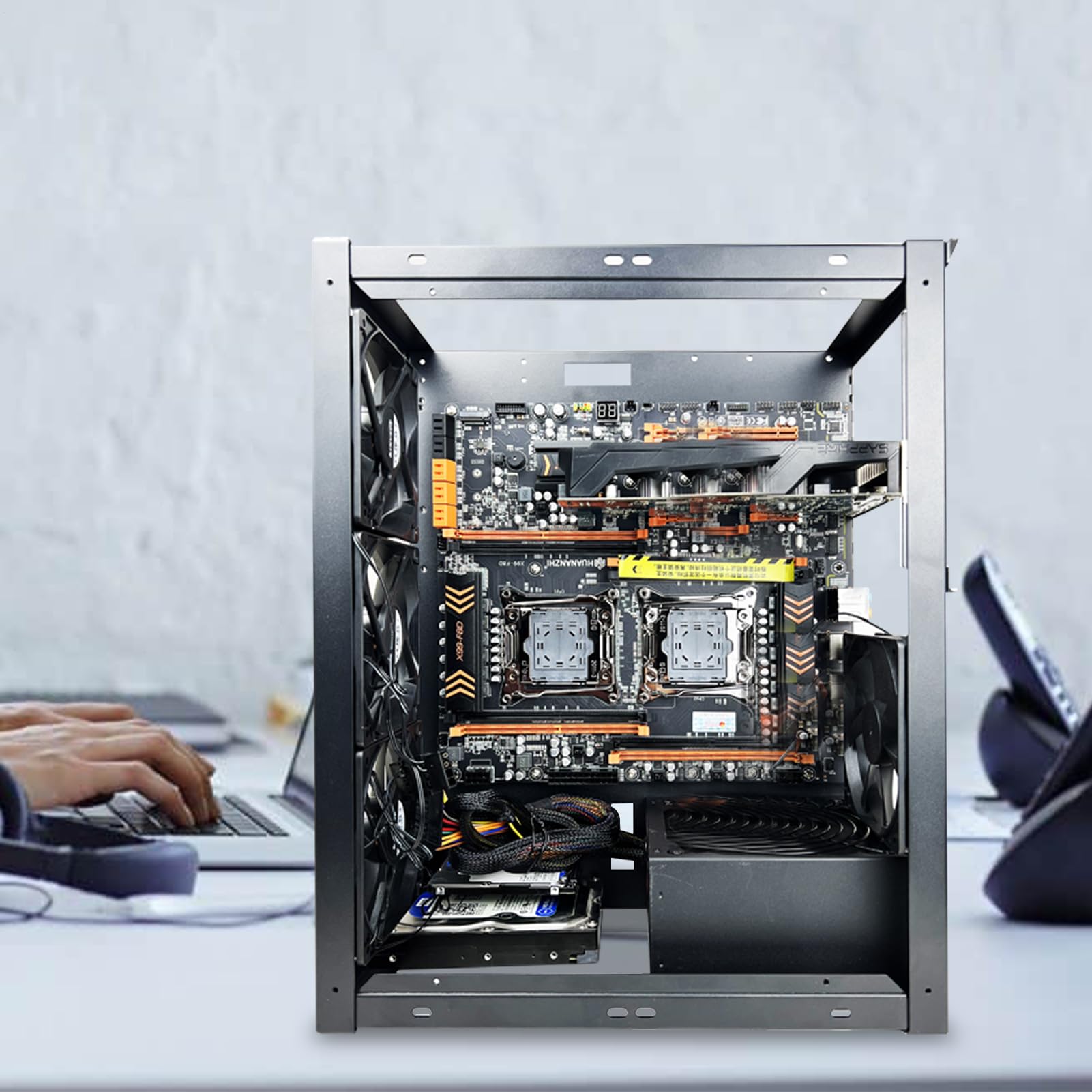 da costruzione per PC - in alluminio impilabile, ricambio case aperto del | computer | Supporto scheda madre con vano ventola per ATX ATX ATX Mini ITX, banco di prova e d