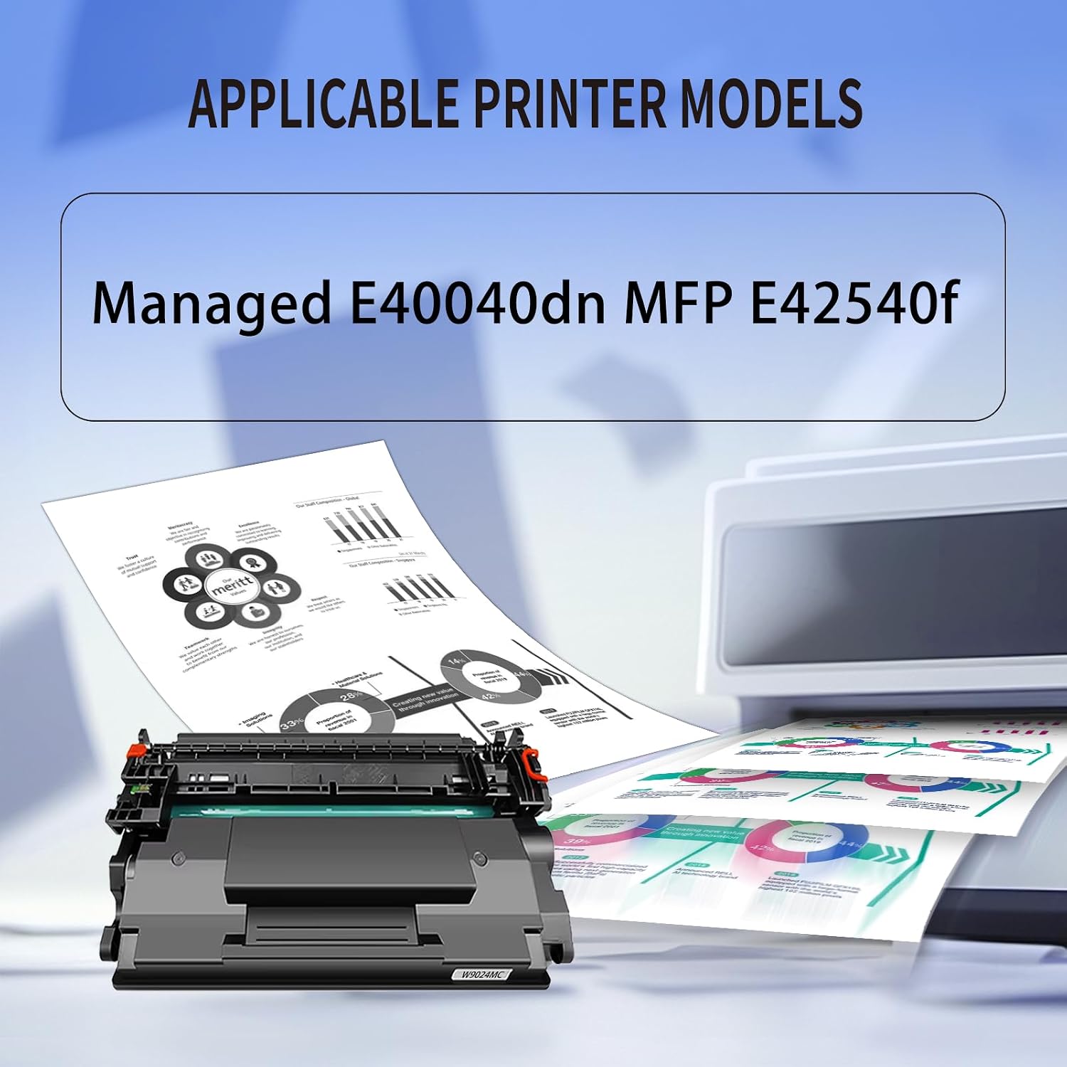 W9024MC W9024 Black Toner Cartridge with New Chip Replacement for Managed E40040dn MFP E42540f Printer(11,500 Pages,1-Pack)