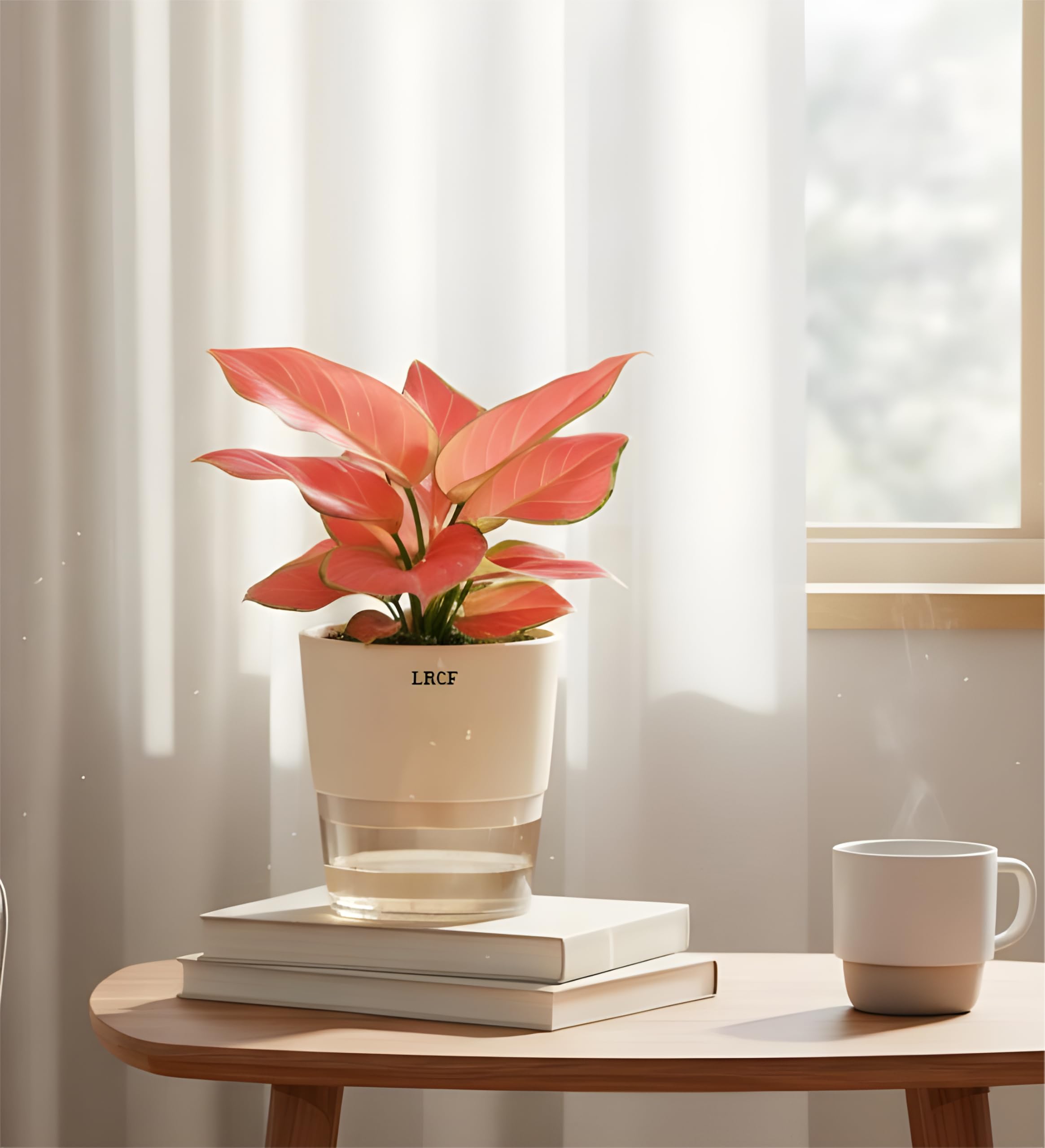 Aglaonema Pink Live Plant Natural Live Indoor Plant With Self Water Pot (Aglaonema Red)-image-31
