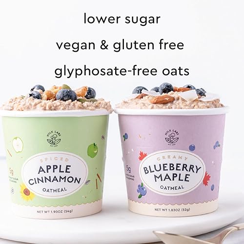 Miniatura 5 de Mylk Labs - Paquete variado de tazas de avena con proteínas, manzana, canela, arce y fresa, desayuno bajo en azúcar, avena instantánea rápida y