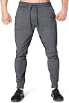 BROKIG Pantalon de gymnastique, coupe cassale Slim fit Tapered Workout Training Sweatpants avec poche zippée
