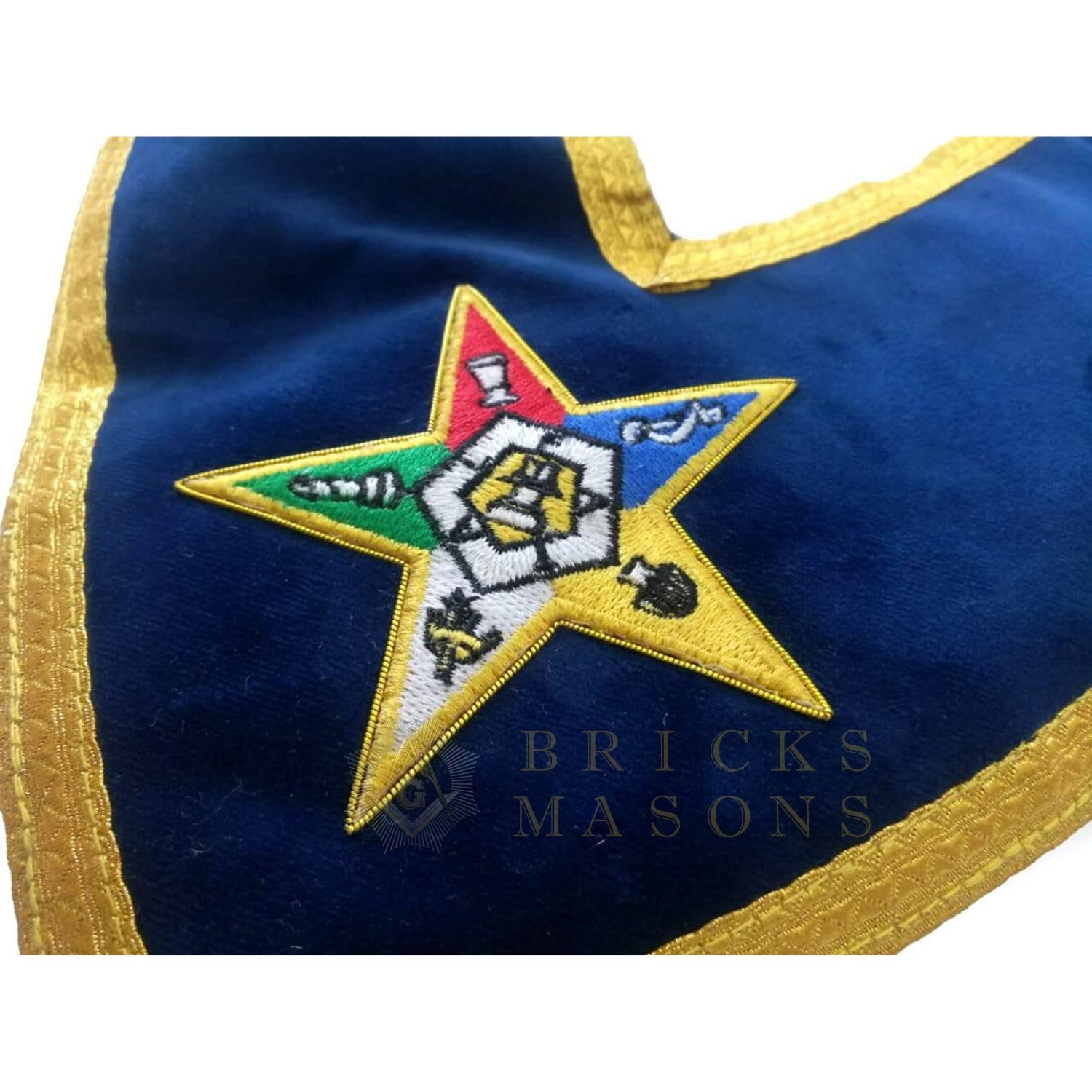 Bricks Masons Associate Patron OES Collar - Royal Blue with Gold Braid
