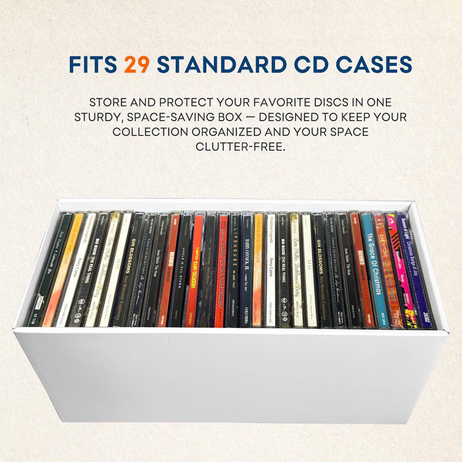 CD Storage Box, CD Case Holder, Cardboard Disc CD Organizer Box with Lids, 2 Packs