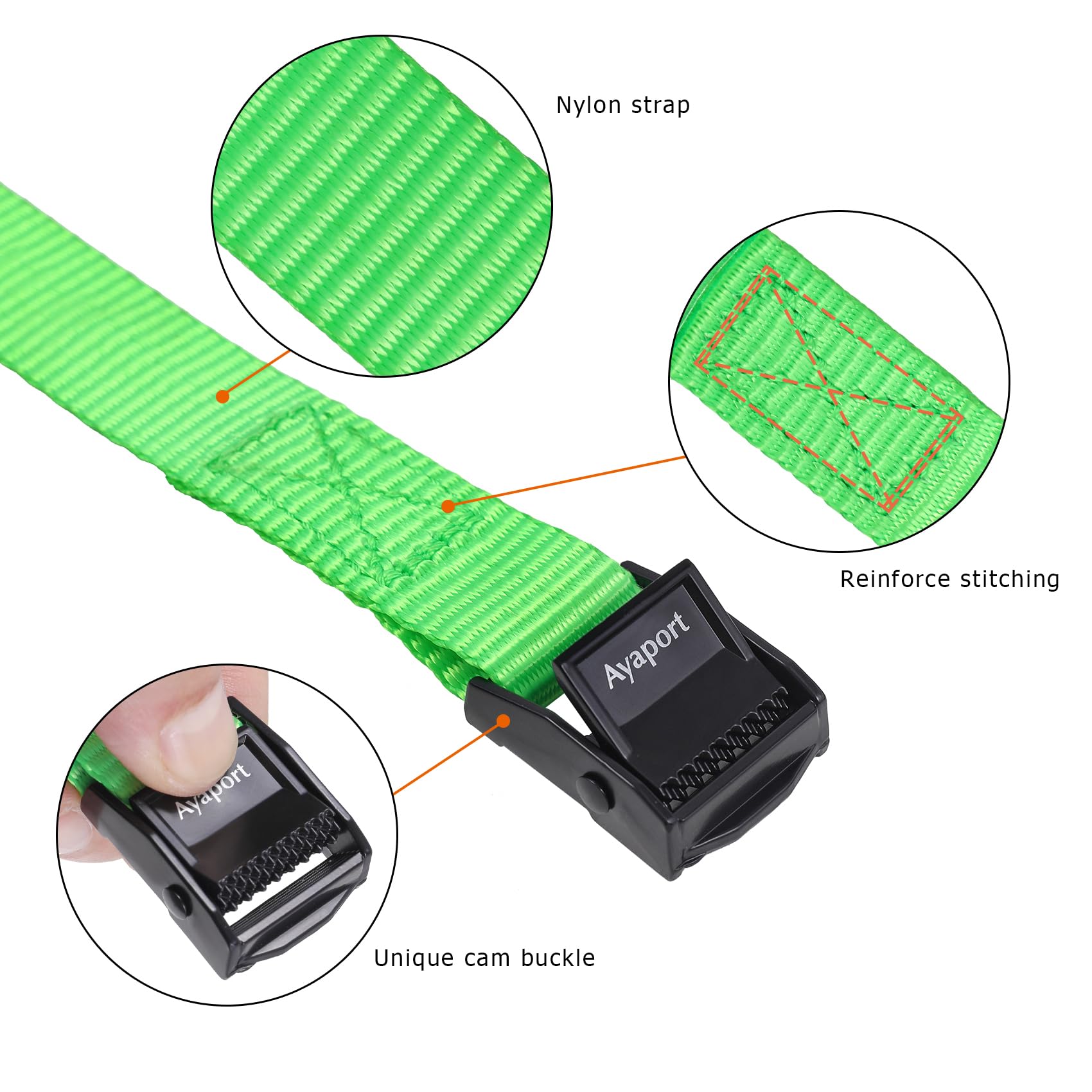 Ayaport Lashing Straps - 8ft, 4 Pack -2
