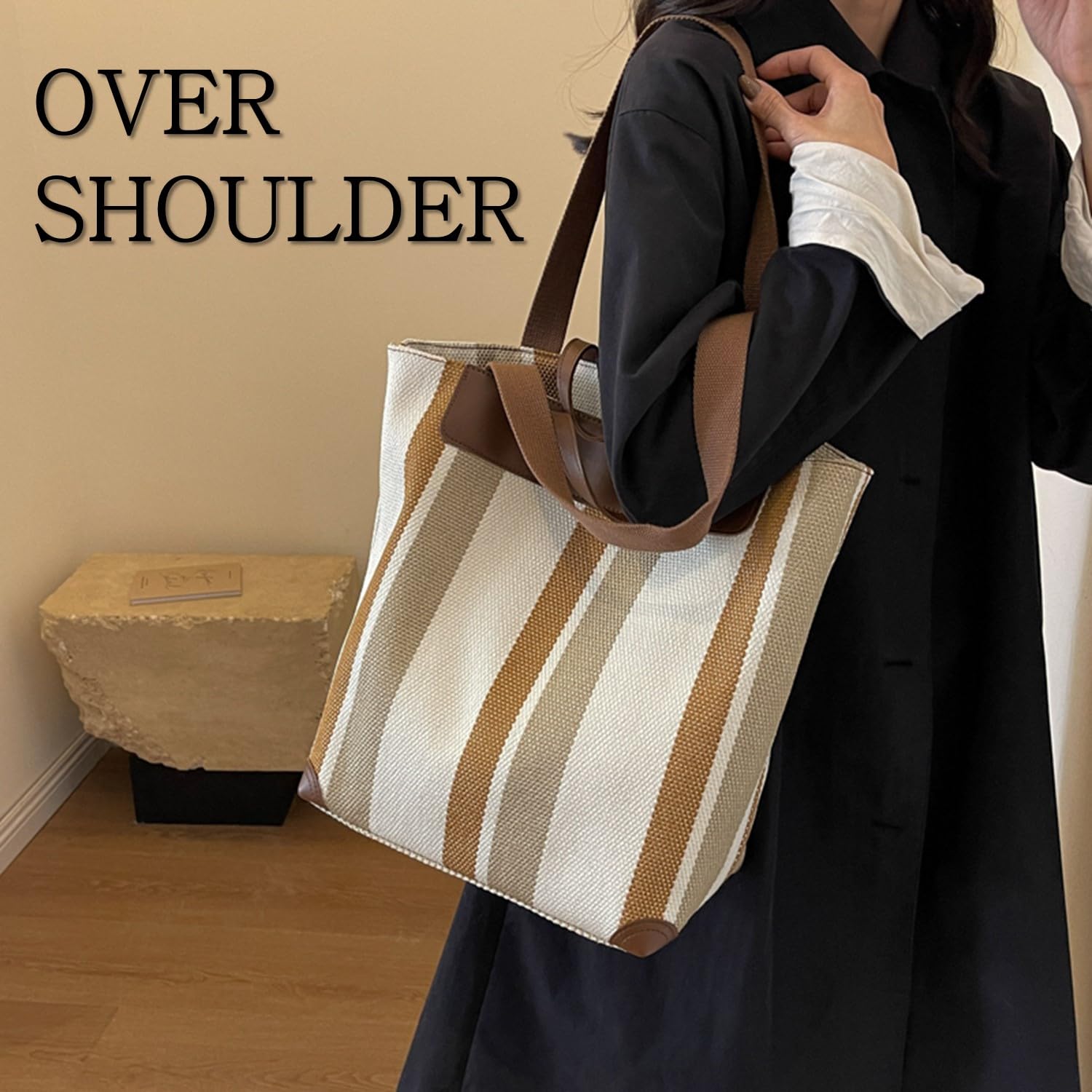 HFLZBRO Borsa da lavoro grande da donna – Borsa a tracolla in tela per ufficio e uso quotidiano, borsa a spalla con ampio spazio di archiviazione