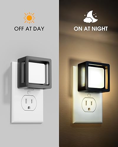 Miniatura 2 de Luz nocturna LED, luces nocturnas enchufables a la pared (paquete de 2) con sensor de atardecer a amanecer, luces nocturnas regulables, brillo