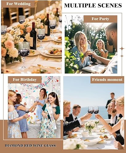 Miniatura 6 de Ciaell Copas de vino de plástico de 24 piezas, copas de plástico de 7 onzas para fiesta, vasos transparentes vintage, juego de copas de agua