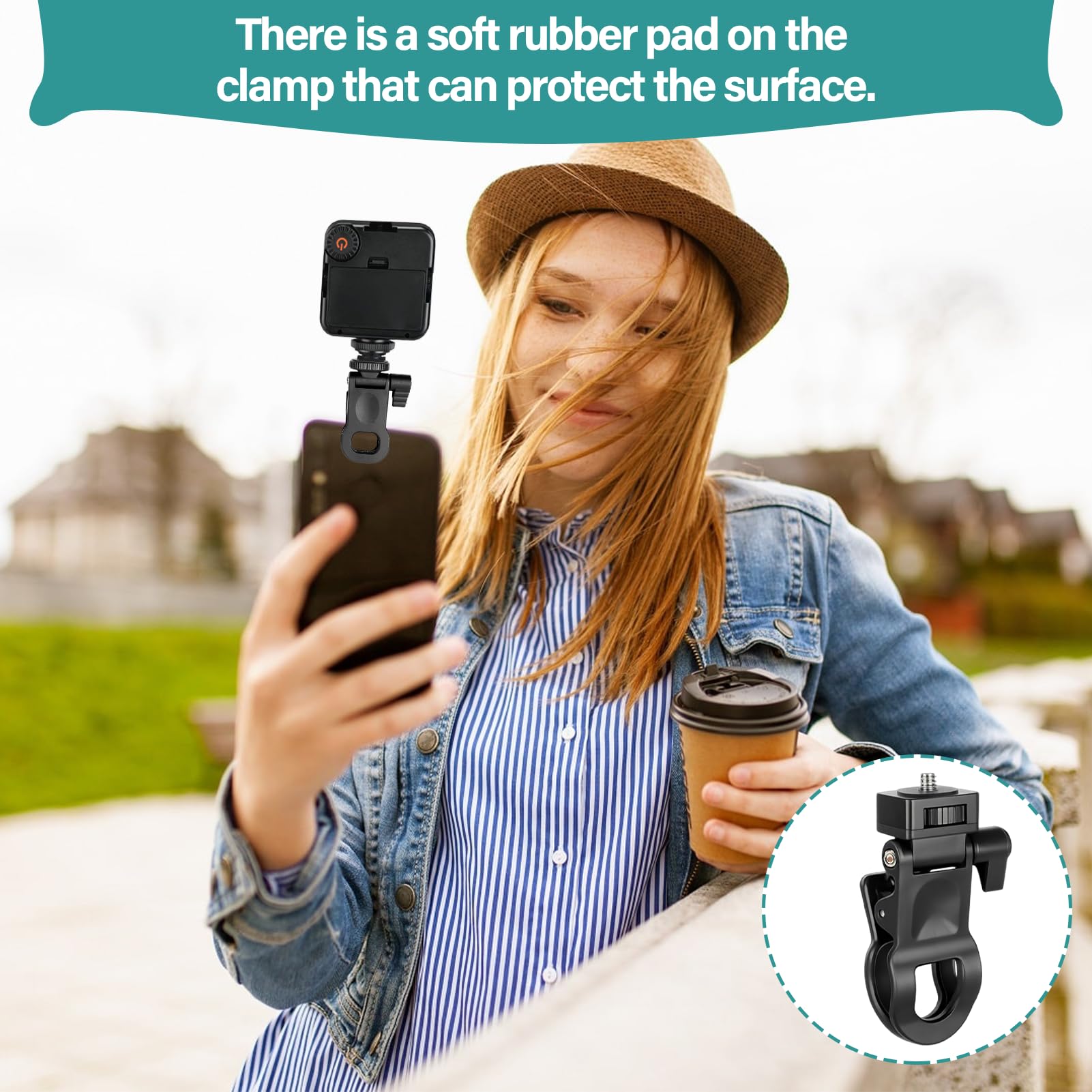 Klips do selfie – przenośny klips do telefonu, laptopa, kamery internetowej, aparatu z gwintem 1/10.2 cm, kompatybilny z zoomem lub rozmową wideo