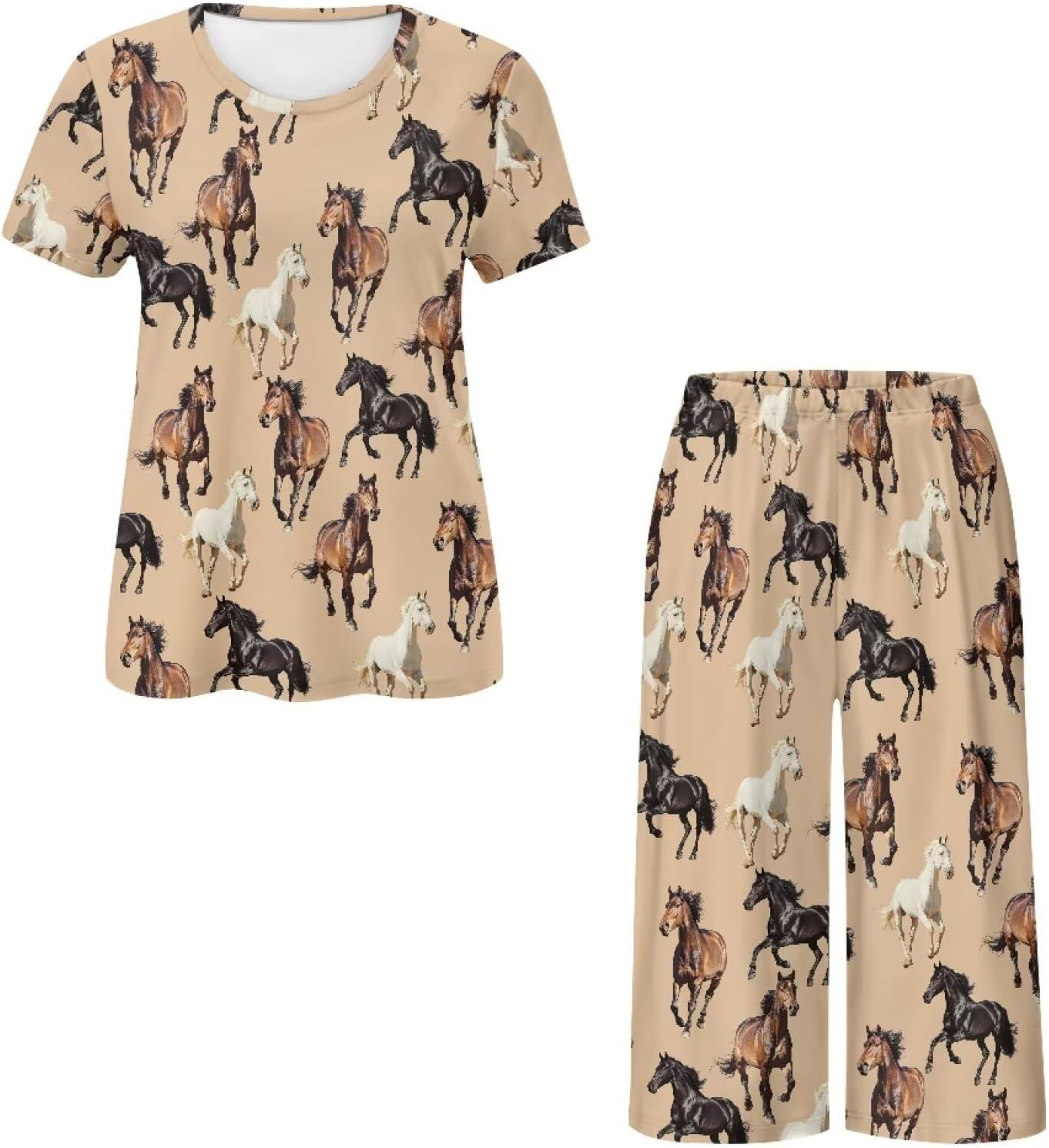 Women's Pajamas Set Short Sleeve Pajamas Tops with Pants Sleepwear Soft Two Piece Lounge Sets with Pockets - Image 5