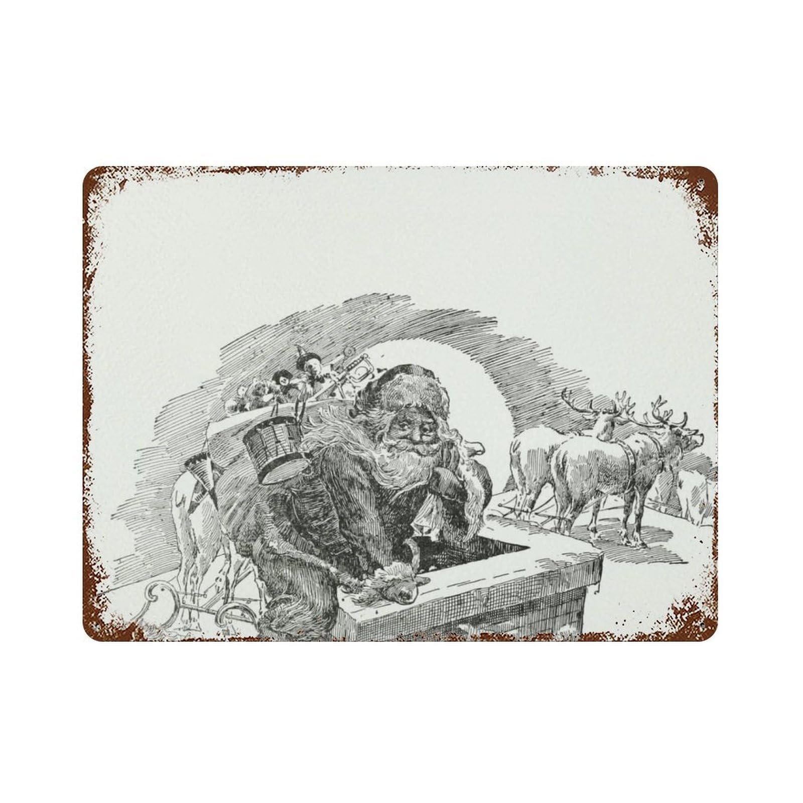 xiaoxiaoshen Father Christmas Sketch Santa Claus Wall Decor Art Metal Tin Poster Modern Home Decor Art Home Bar Shop Decorations Vintage Sign 30x40cm