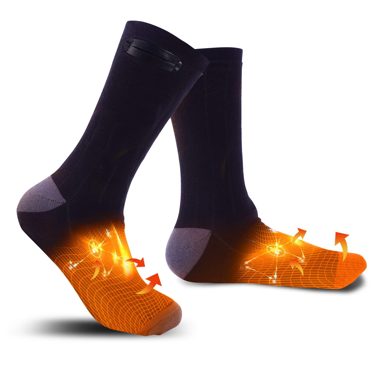 Calze riscaldate Calze Regalo Ricaricabile Elettrico con 3 impostazioni di Riscaldamento, scaldamani Lavabile, Adatto al Ciclismo Esterno,Nero,One Size