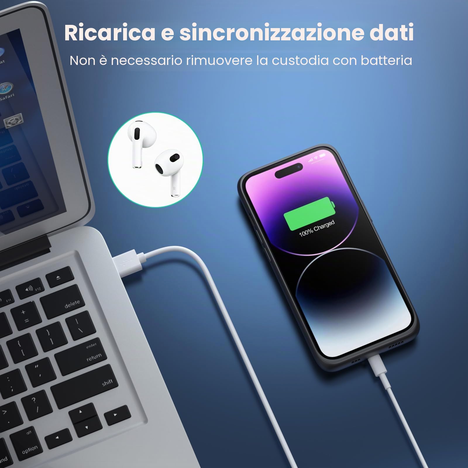 Feob Custodia per batteria per iPhone 14 Pro, con batteria supplementare da 7200 mAh, con batteria ricaricabile rimovibile, per iPhone 14 Pro [6,1 pollici)