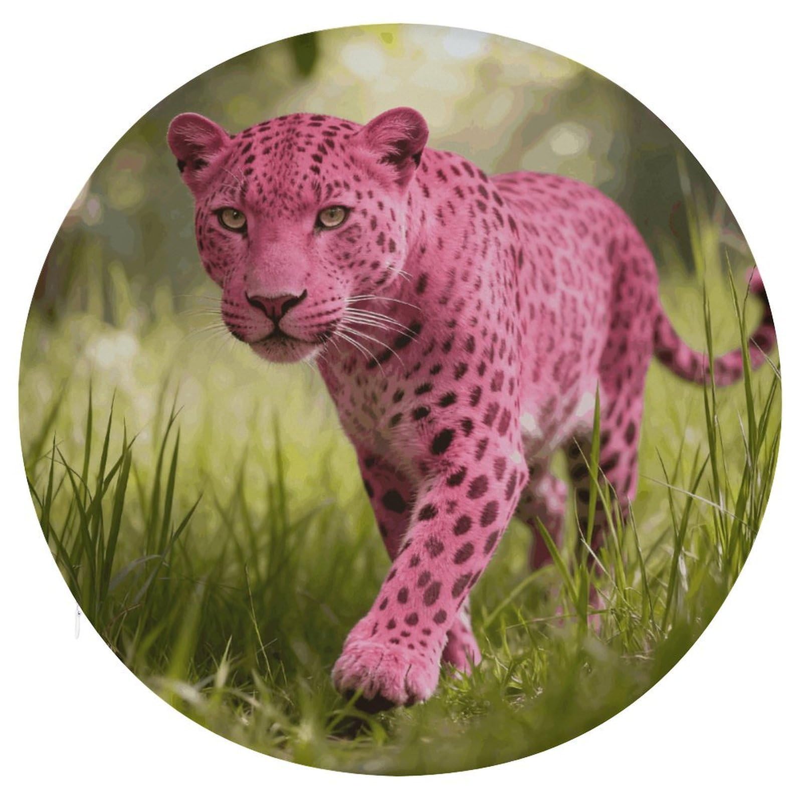 LZQPOEAS Hot Pink Leopard Round Chair Cushion 15 Inch, Detachable Memory Foam Seat Cushion,Circle Stool Cushion, Soft Round Chair Pad with Removable Cover