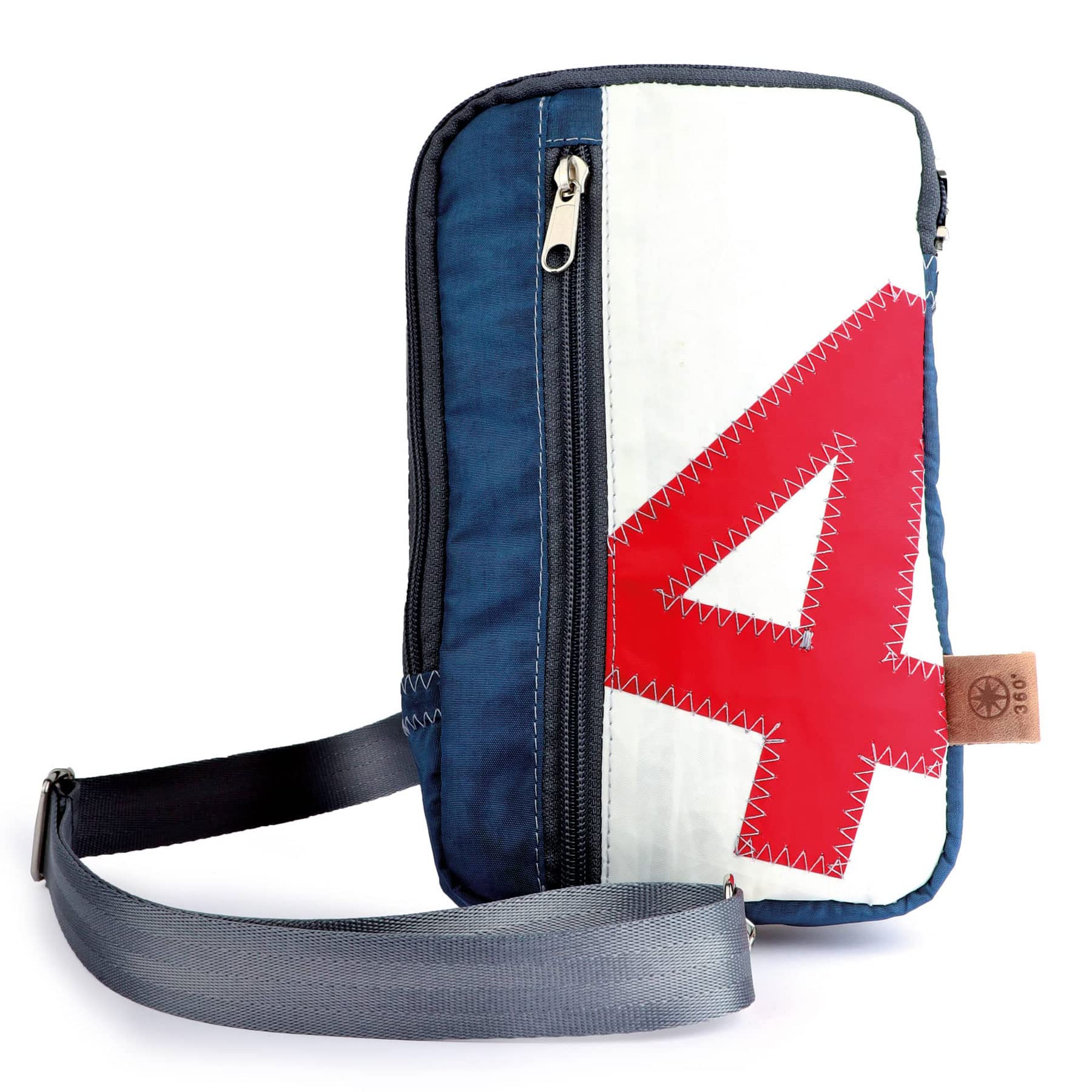 Borsa A Tracolla Unisex Törn 360° In Tela Di Vela Riciclata, Blu-bianco, Taglia L, 6,5L