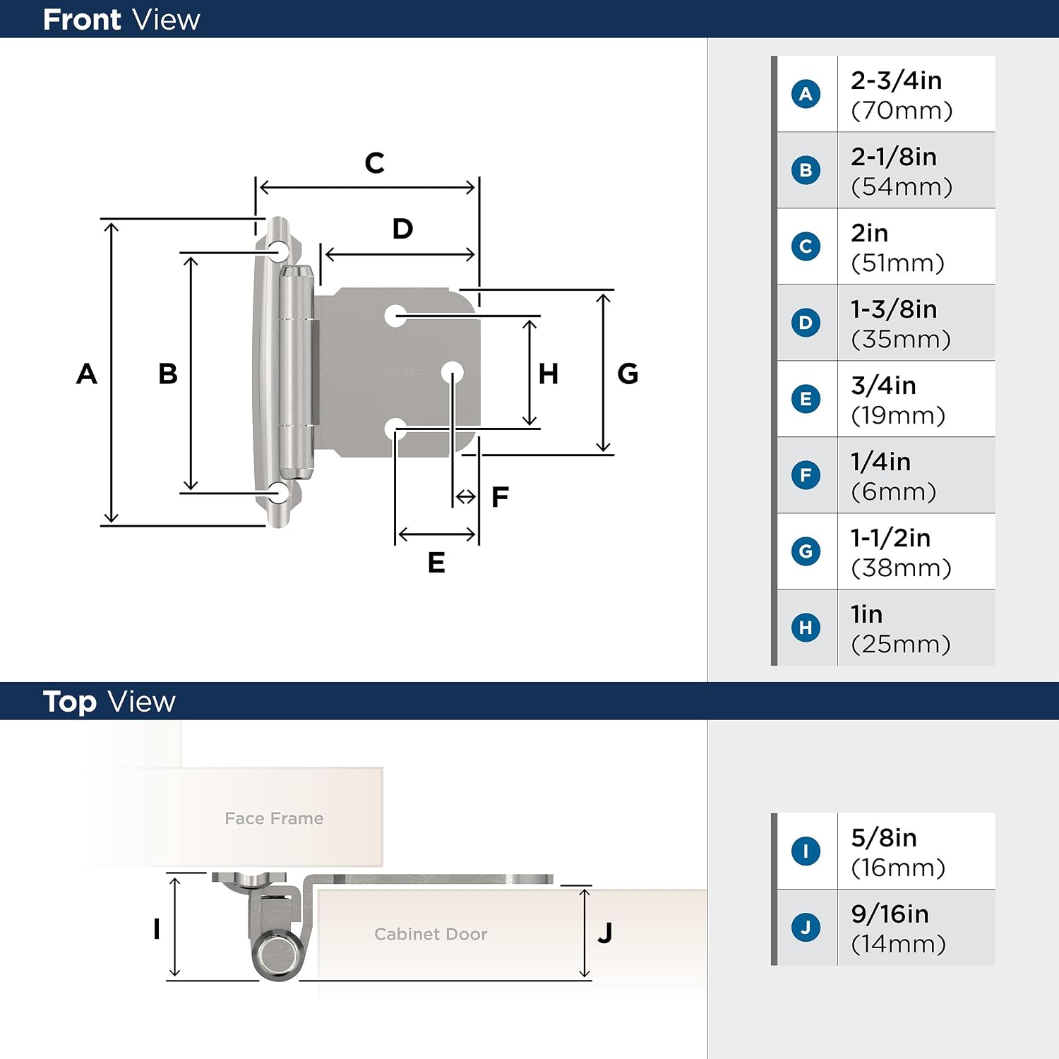 Amerock BPR762926 | Face Frame Cabinet Hinge | Variable Overlay Hinge | Polished Chrome | 2 Pack | Self-Closing Hinge | Kitchen Cabinet Door Hinge | 1 Pair/2 Pack | Functional Hardware